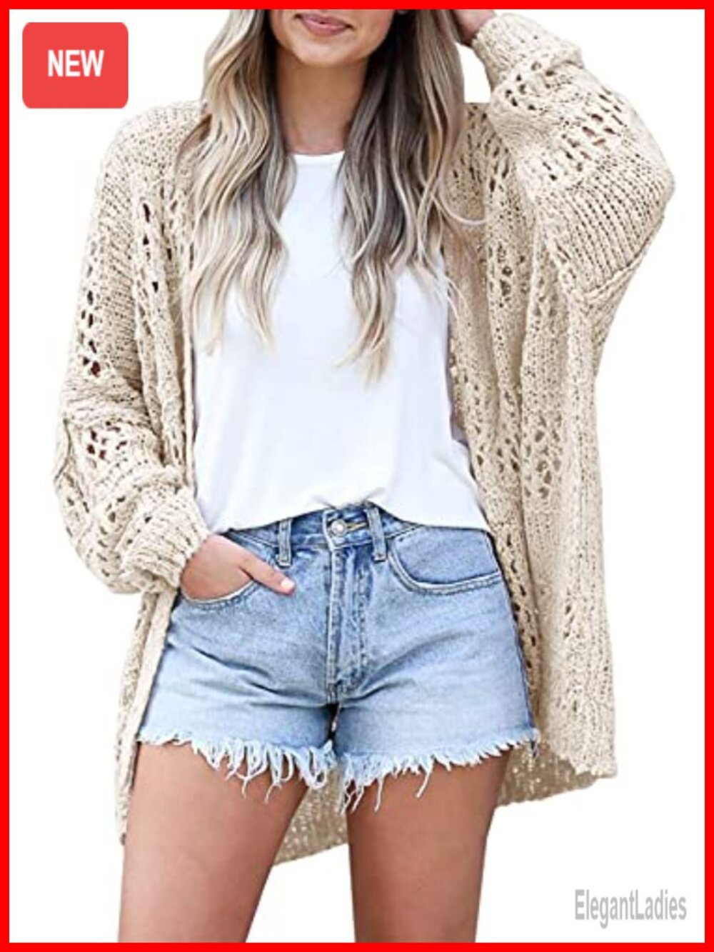 Women's Crochet Knit Cardigan Lightweight Summer Kimono Sweater